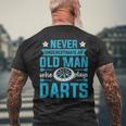 Grandparents Never Underestimate An Old Man Who Plays Darts Men's T-shirt Back Print Gifts for Old Men
