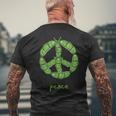 Green Peas In A Pod Peace Symbol Mens Back Print T-shirt Gifts for Old Men