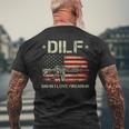 Gun American Flag Dilf - Damn I Love Firearms Mens Back Print T-shirt Gifts for Old Men