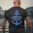 Hamburg Germany Port City Blue Anchor Design Mens Back Print T-shirt Gifts for Old Men