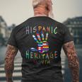 Hand National Hispanic Heritage Month All Countries Flag Men's T-shirt Back Print Gifts for Old Men