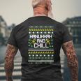 Hanukkah Sweater And Chill Ugly Christmas Sweater Men's T-shirt Back Print Gifts for Old Men