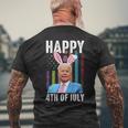 Happy 4Th Of July Joe Biden Easter Day Rabbit Bunny Eggs Men's Back Print T-shirt Gifts for Old Men