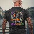 Happy Hallothanksmas Dancing Skeleton Halloween Thanksgiving Men's T-shirt Back Print Gifts for Old Men