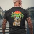 Hawaiian Corgi Dog Wearing Sunglasses Sunset On Beach Summer Mens Back Print T-shirt Gifts for Old Men