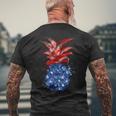 Hawaiian Pineapple American Flag 4Th Of July Patriotic Mens Back Print T-shirt Gifts for Old Men