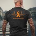 Heartbeat Enough End Gun Violence Awareness Orange Ribbon Mens Back Print T-shirt Gifts for Old Men