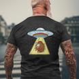 Hedgehog Playing Bagpipe Ufo Abduction Men's T-shirt Back Print Gifts for Old Men