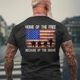 Home Of The Free Because Of The Brave Veteran American Flag Men's Back Print T-shirt Gifts for Old Men