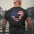 Horse American Flag Heart 4Th Of July Usa Patriotic Pride Mens Back Print T-shirt Gifts for Old Men