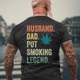 Husband Dad Pot Smoking Legend Weed Dad Smoker Fathers Day Mens Back Print T-shirt Gifts for Old Men