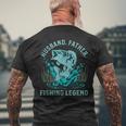 Husband Father Fishing Legend Funny Fisherman Quote Dad Joke Mens Back Print T-shirt Gifts for Old Men