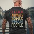 I Like Animals More Than People Funny Vegan Vegetarian Mens Back Print T-shirt Gifts for Old Men