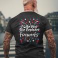 I Like How She Explodes Fireworks Funny Couples 4Th Of July Men's Crewneck Short Sleeve Back Print T-shirt Gifts for Old Men