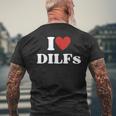 I Love Dilfs Red Heart Mens Back Print T-shirt Gifts for Old Men