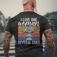 I Love One Woman And Several Cars Muscle Car Cars Funny Gifts Mens Back Print T-shirt Gifts for Old Men