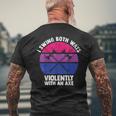 I Swing Both Ways With An Axe Bisexual Lgbt Pride Retro Mens Back Print T-shirt Gifts for Old Men
