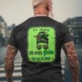 In May We Wear Green Mental Health Awareness Month Messy Bun Mens Back Print T-shirt Gifts for Old Men
