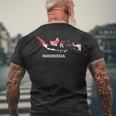 Indonesia Flag Pride Distressed Indonesian Mens Back Print T-shirt Gifts for Old Men