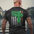 Irish American Flag Ireland Flag St Patricks Day Cross Men's T-shirt Back Print Gifts for Old Men