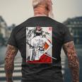 Japanese Samurai Culture Scenery Vintage Sakura Cherry Men's T-shirt Back Print Gifts for Old Men