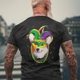 Jester Welsh Corgi Dog Mask Beads Fat Tuesday Parade Kids Mens Back Print T-shirt Gifts for Old Men