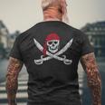 Jolly Roger Pirate Skull And Cutlasses Flag Distressed Men's T-shirt Back Print Gifts for Old Men