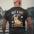 Just A Girl Who Loves Corgis Corgi Dog Corgi Lover Gift Mens Back Print T-shirt Gifts for Old Men