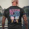Keeper Of The Gender RevealCute Baby Bear Balloons Baby Bear Funny Gifts Mens Back Print T-shirt Gifts for Old Men