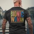Knee Replacement Surgery Bionic Woman Gift Mens Back Print T-shirt Gifts for Old Men