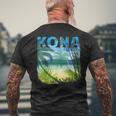 Kona Hawaii Beach Summer Matching Family Palms Tree Summer Funny Gifts Mens Back Print T-shirt Gifts for Old Men