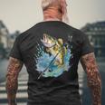 Large Mouth Bass Fish Funny Fishing Fisherman Men Boys Mens Back Print T-shirt Gifts for Old Men