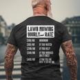 Lawn Mower Hourly Rate Mowing Gardener Grass Yard Kids Men Mens Back Print T-shirt Gifts for Old Men