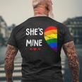 Lesbian Couple Heart Shes Mine Gay Trans Lgbt Pride Month Mens Back Print T-shirt Gifts for Old Men