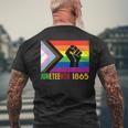 Lesbian Junenth 1865 Lgbt Gay Pride Flag Black History Men's T-shirt Back Print Gifts for Old Men