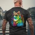 Lesbian Lgbt Gay Pride Swedish Vallhund Dog Mens Back Print T-shirt Gifts for Old Men