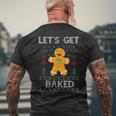 Let's Get Baked Gingerbread Man Ugly Christmas Sweater Men's T-shirt Back Print Gifts for Old Men