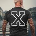 Letter X Alphabet Name Athletic Sports Monogram Outline Men's Crewneck Short Sleeve Back Print T-shirt Gifts for Old Men