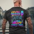 Level 8 Unlocked Awesome Since 2015 8Th Birthday Gaming Kids Mens Back Print T-shirt Gifts for Old Men