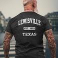 Lewisville Texas Tx Vintage State Athletic Style Men's T-shirt Back Print Gifts for Old Men