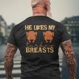 He Likes My Turkey Breasts Couple Matching Thanksgiving Men's T-shirt Back Print Gifts for Old Men