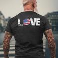 Love American Flag Sunflower 4Th Of July Patriotic Usa Day Mens Back Print T-shirt Gifts for Old Men