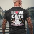 I Love Cats & Ice Cream Cute Kitty Feline Dessert Lover Men's T-shirt Back Print Gifts for Old Men
