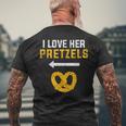 I Love Her Pretzels Matching Couple Oktoberfest Men's T-shirt Back Print Gifts for Old Men
