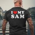 I Love My Sam I Heart My Sam Mens Back Print T-shirt Gifts for Old Men