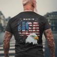 Made In Usa Patriotic American Flag Bald Eagle America Mens Back Print T-shirt Gifts for Old Men