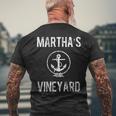 Marthas Vineyard - Distressed Anchor Island Vacation Mens Back Print T-shirt Gifts for Old Men