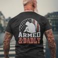 Men Armed And Dadly Funny Father Gifts For Fathers Day Mens Back Print T-shirt Gifts for Old Men
