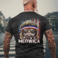 Meowica Cat Mullet American Flag Patriotic 4Th Of July Mens Back Print T-shirt Gifts for Old Men