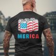 Merica Funny 4Th Of July Beer Patriotic Usa Flag American Mens Back Print T-shirt Gifts for Old Men
